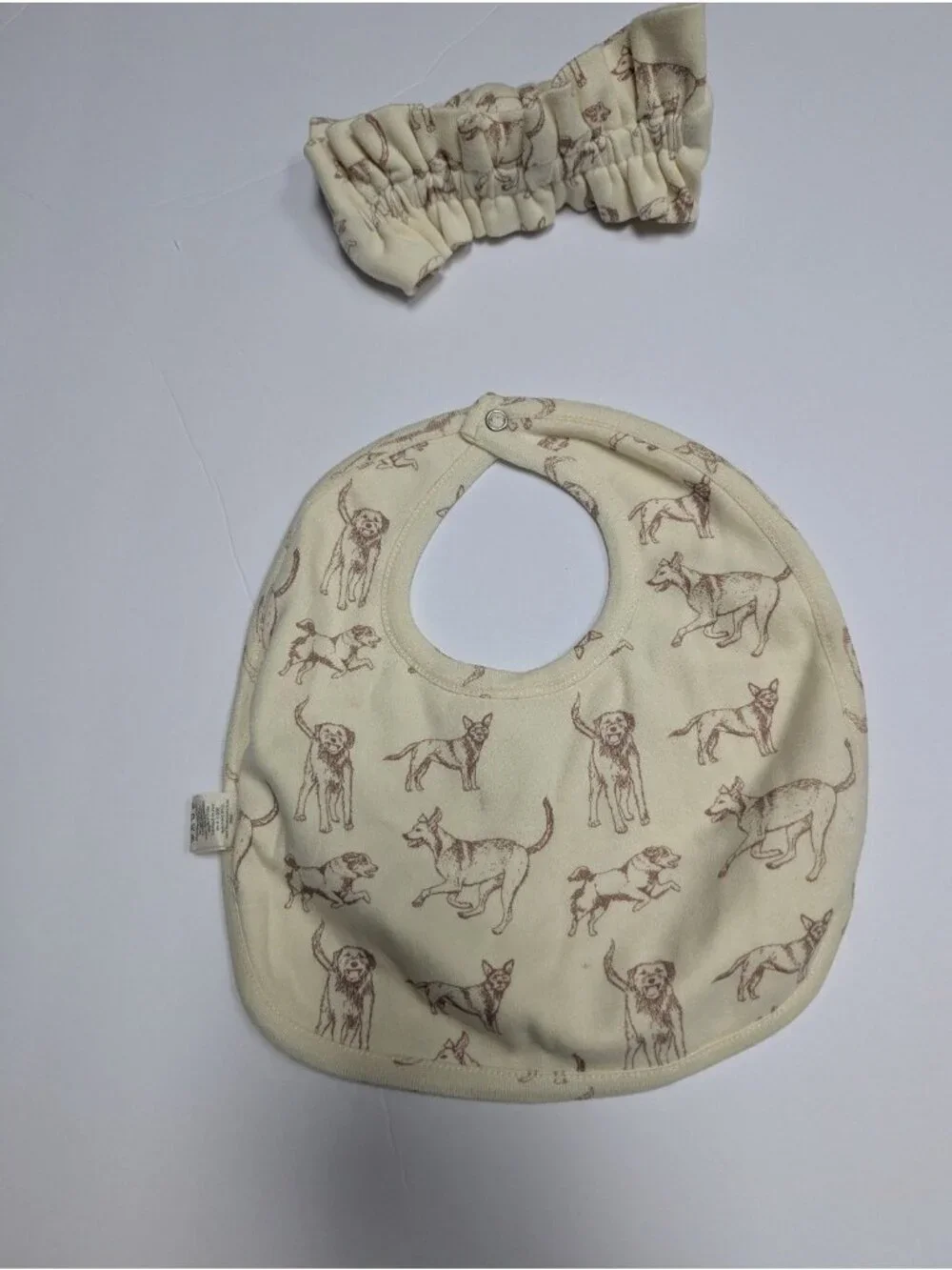 Kate Quinn Organic Cotton Dogs Top Leggings Bib Bow Bundle 3-6 Neutral Mutts
